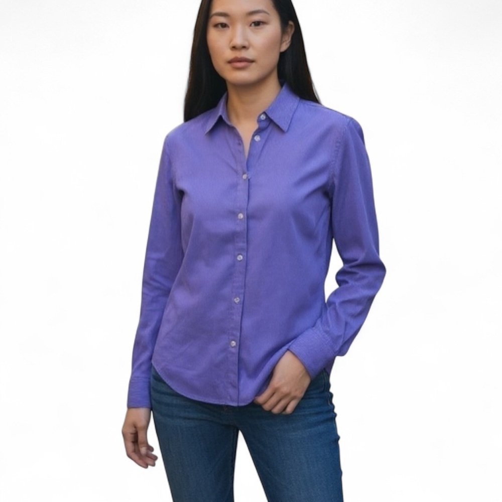 ARMANI EXCHNAGE A|X Blue Casual Shirt womens blue white stripe button down snaps